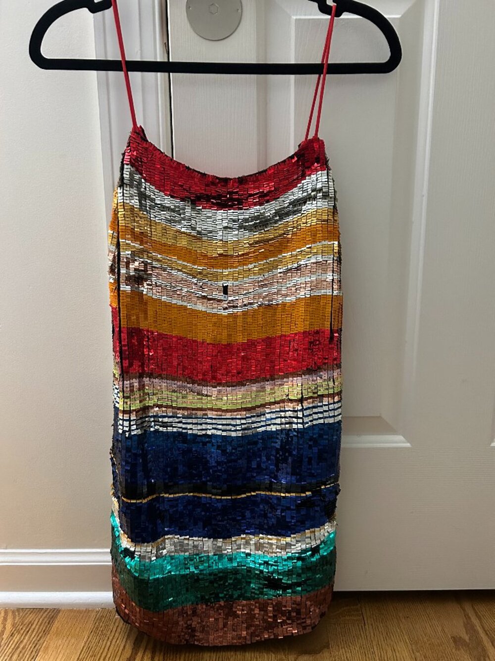 Alice + Olivia Bridget Mini Dress - Striped Sequin Spaghetti Strap - Picture 6 of 10